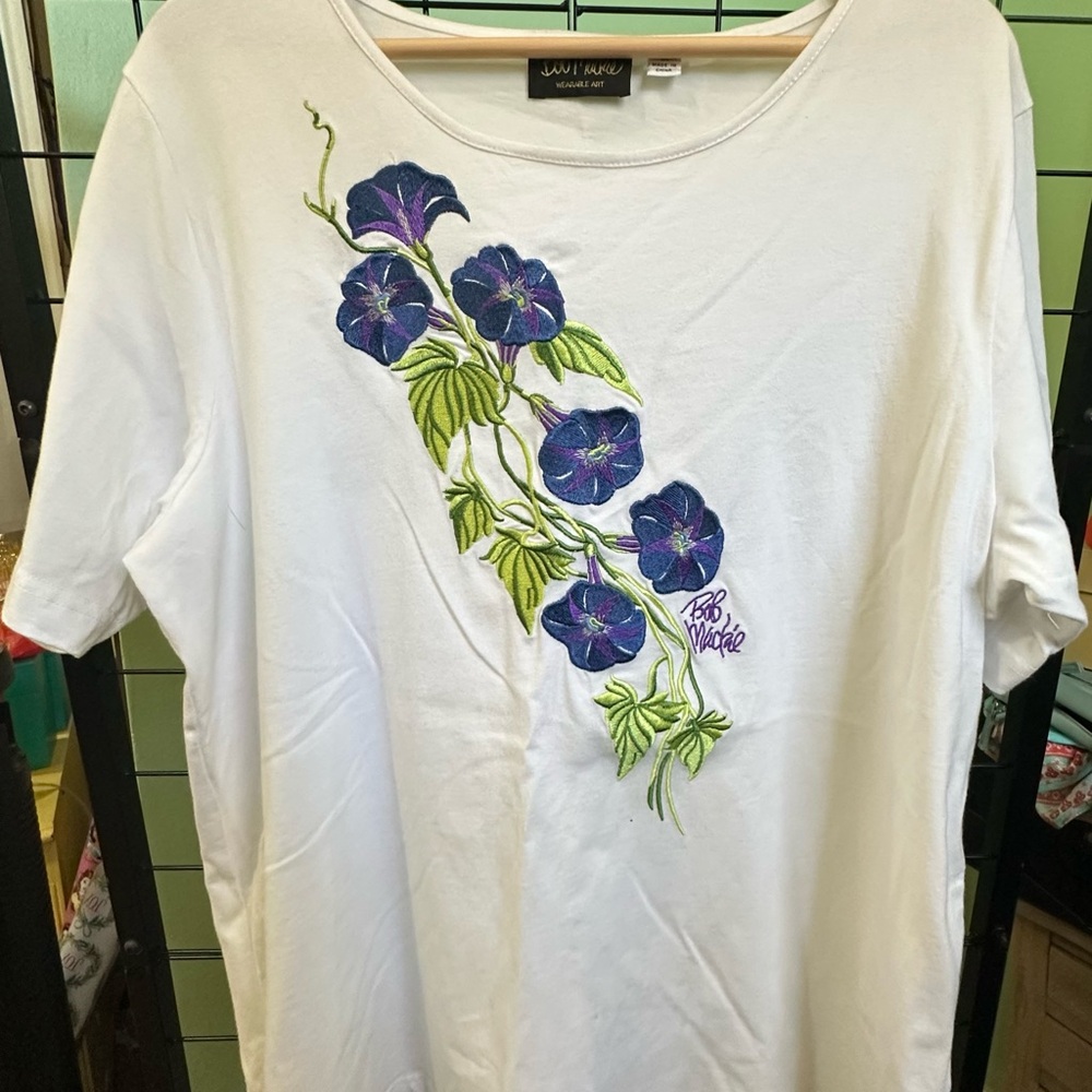White Floral Embroidered Women's Top